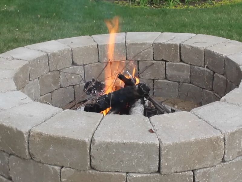 circle fire pit made from stone